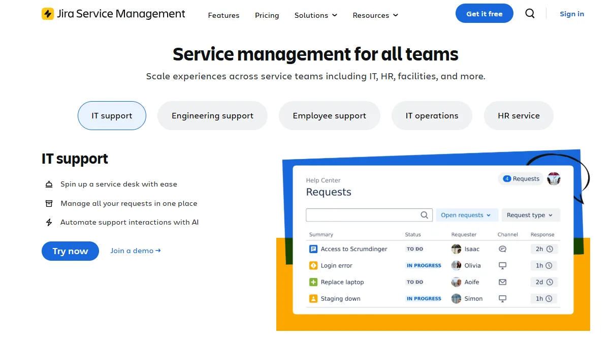 Jira Service Management screenshot