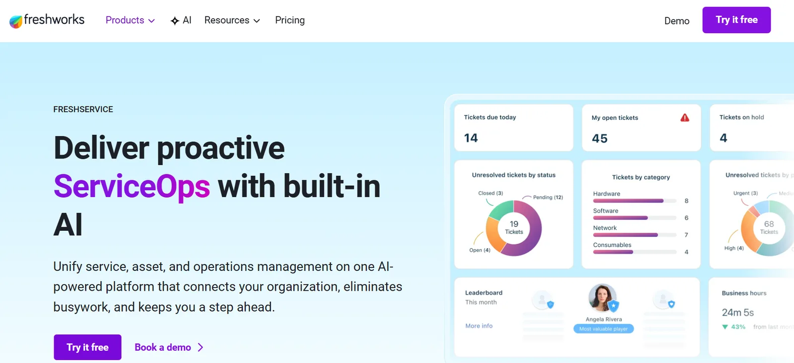 Freshservice platform screenshot