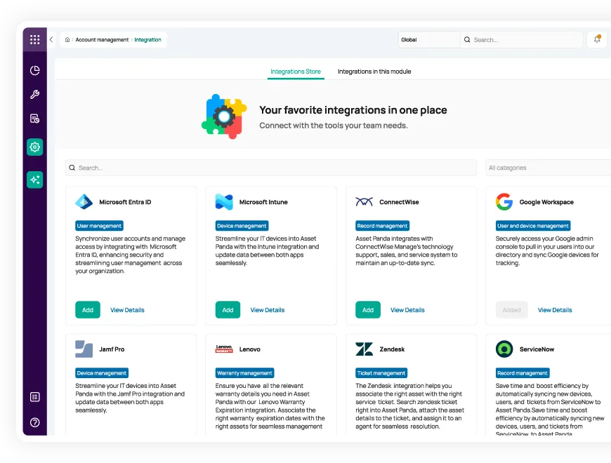 Asset Panda integrations