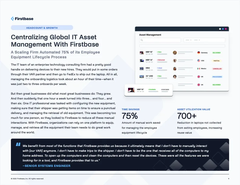 A scaling firm automated 75% of its employee equipment lifecycle